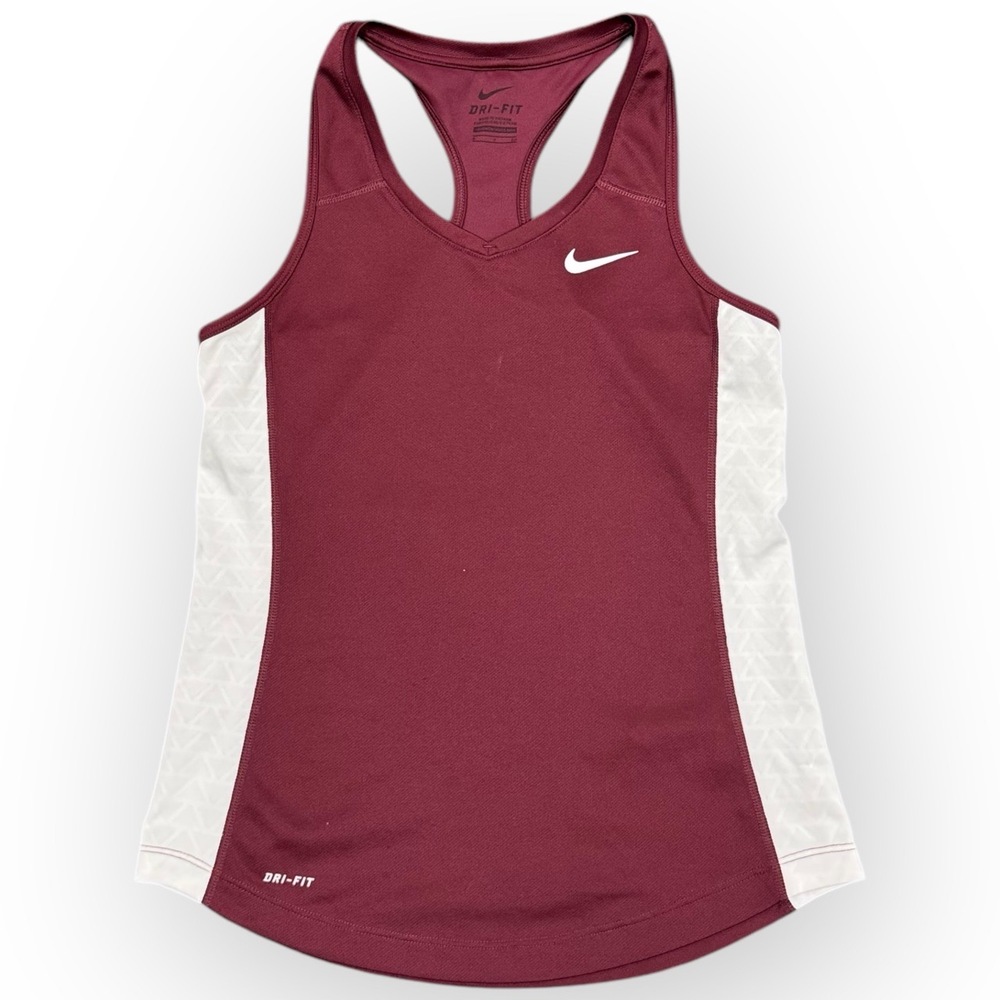 Nike Women’s Dri-FIT Running Track Tank - Size Small - Maroon/Dark Red - P172